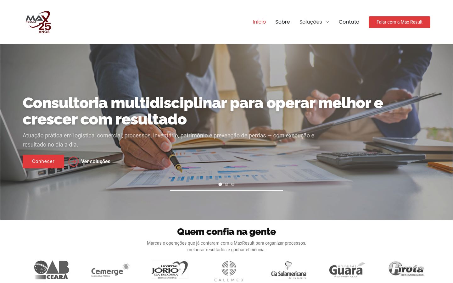 Prévia do site MaxResult